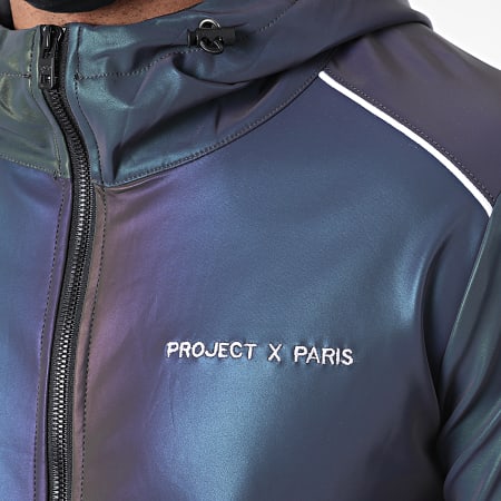 Project X Paris - Veste Zippée Capuche Réfléchissant Iridescent 2030076 Bleu Marine Vert