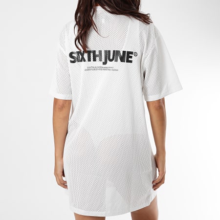 Sixth June - Robe Tee Shirt Femme Col V W4293 Blanc