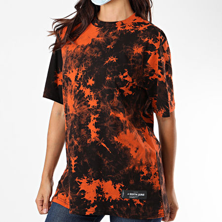 Sixth June - Tee Shirt Femme W4203 Noir Orange