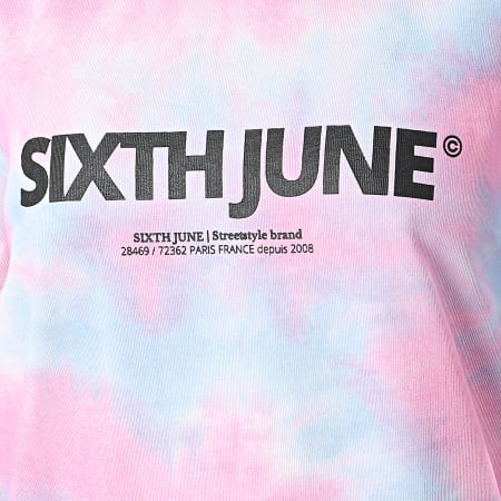 Sixth June - Robe Tee Shirt Femme W4302 Rose Bleu Clair