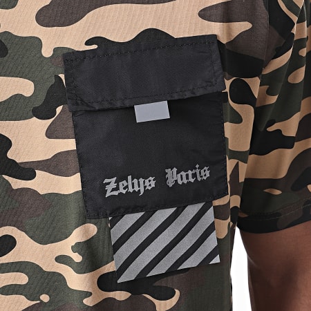 Zelys Paris - Tee Shirt Poche Camouflage Réfléchissant Ow Beige Vert Kaki