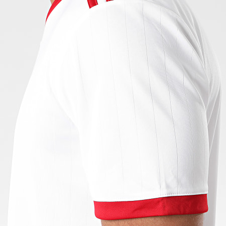 Adidas Sportswear - Tee Shirt Col V A Bandes Tabela 18 CE1717 Blanc Rouge