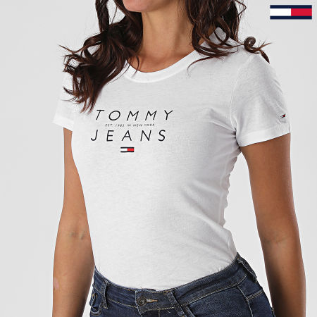 Tommy Jeans - Tee shirt Slim Femme Essential Logo 8470 Blanc