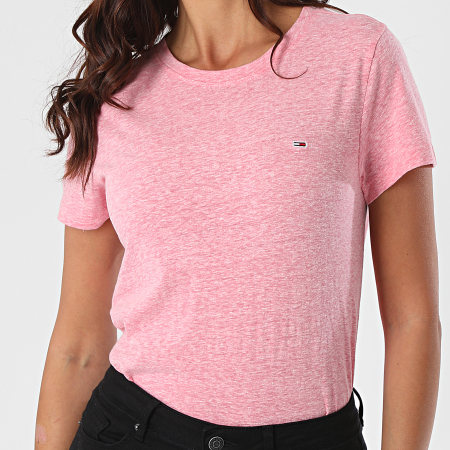 Tommy Jeans - Tee Shirt Femme Texture Tee 8527 Rose Chiné