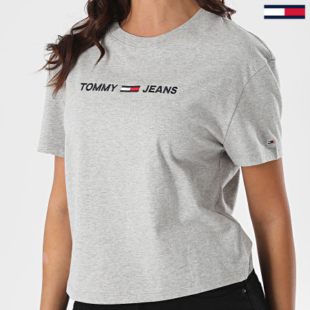 Tommy Jeans - Tee Shirt Femme Modern Linear Logo 8615 Gris Chiné
