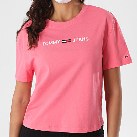 Tommy Jeans - Tee Shirt Femme Modern Linear Logo 8615 Rose