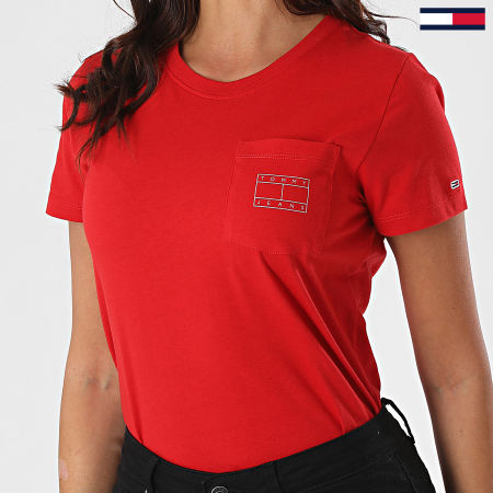 Tommy Jeans - Tee Shirt Poche Femme Logo Pocket 8816 Rouge