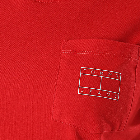 Tommy Jeans - Tee Shirt Poche Femme Logo Pocket 8816 Rouge