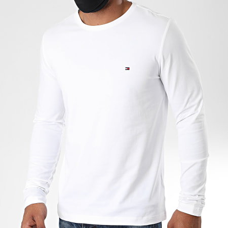Tommy Hilfiger - Tee Shirt Manches Longues Stretch Fit Slim 0804 Blanc