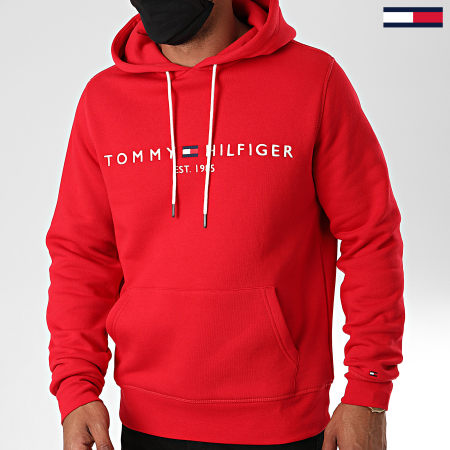 Sweat à capuche logo classique rouge homme - Tommy Hilfiger