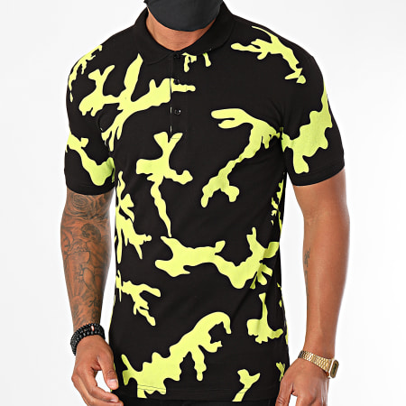 Ikao - Polo Manches Courtes Camouflage F924 Noir Jaune