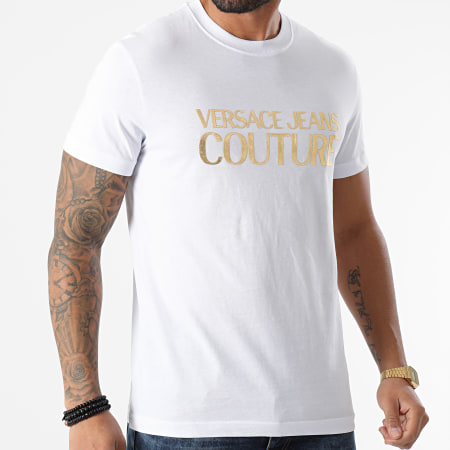 Versace Jeans Couture - Tee Shirt Logo Foil B3GZA7TA-30319 Blanc Doré
