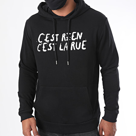 C'est Rien C'est La Rue - Sweat Capuche Logo 2 Noir Blanc