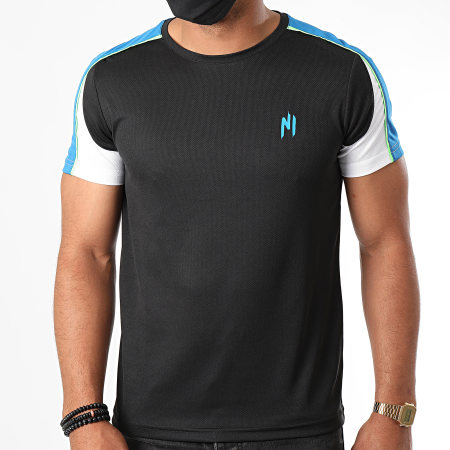 NI by Ninho - Tee Shirt A Bandes Wave Noir Bleu