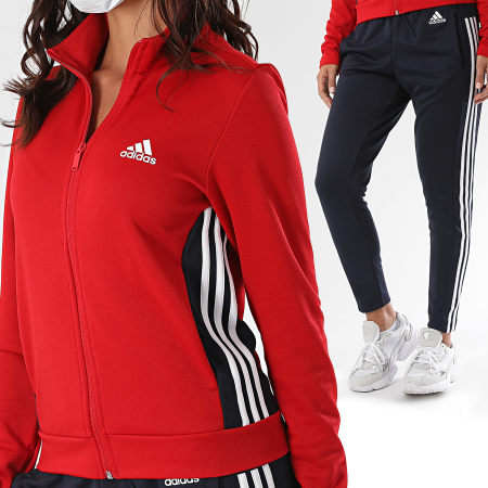 Adidas Sportswear - Ensemble De Survêtement Femme A Bandes Teamsports GK2115 Rouge Noir