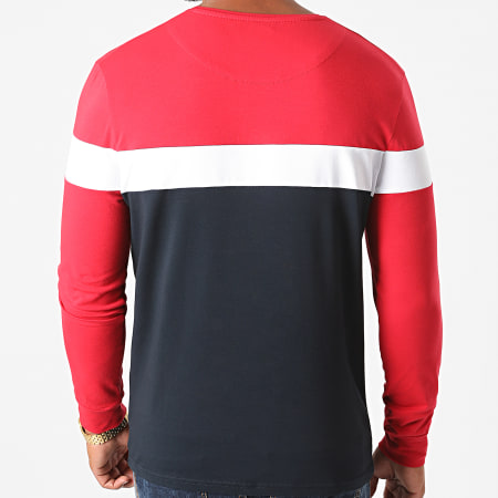 Final Club - Tee Shirt Manches Longues Tricolore Avec Broderie 469 Bleu Marine Rouge Blanc
