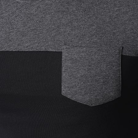 LBO - Tee Shirt Manches Longues Avec Poche 1235 Anthracite Chiné Noir