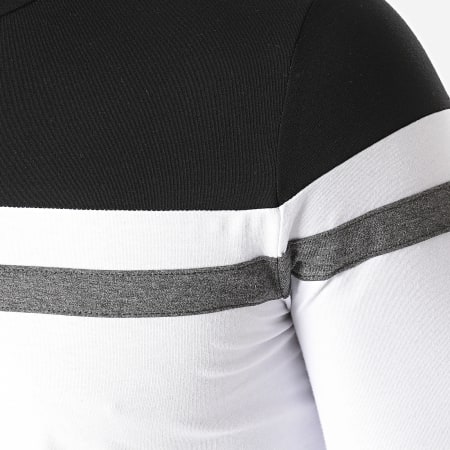 LBO - Tee Shirt Manches Longues Col Roulé 1255 Blanc Noir