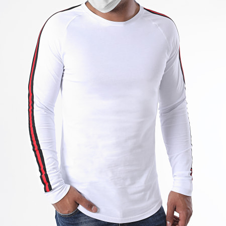 LBO - Tee Shirt Manches Longues Oversize Avec Bandes 1260 Blanc