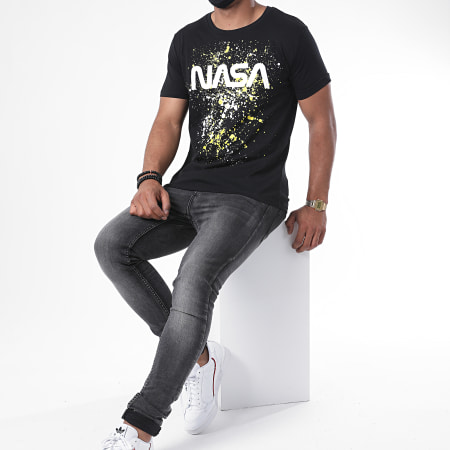 NASA - Tee Shirt Worm Splatter Noir Jaune