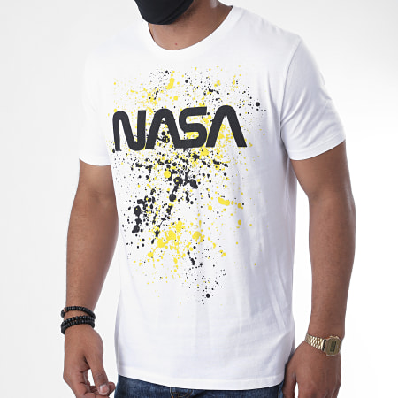 NASA - Camiseta Worm Splatter Blanco Amarillo