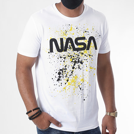 NASA - Tee Shirt Worm Splatter Blanc Jaune