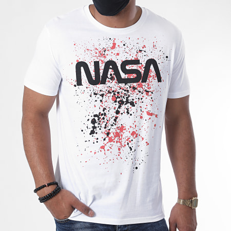 NASA - Tee Shirt Worm Splatter Blanc Rouge
