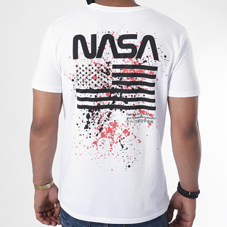 NASA - Tee Shirt Worm USA Splatter Blanc
