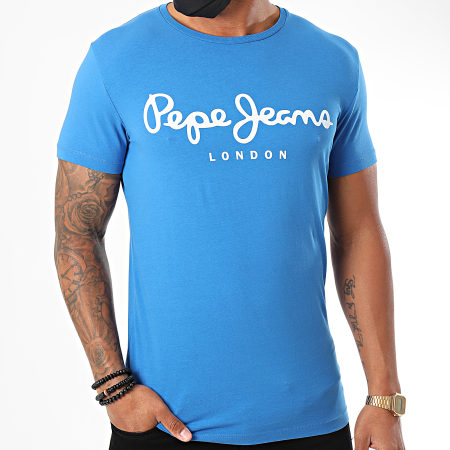 Pepe Jeans - Tee Shirt Original Stretch PM501594 Bleu Azur