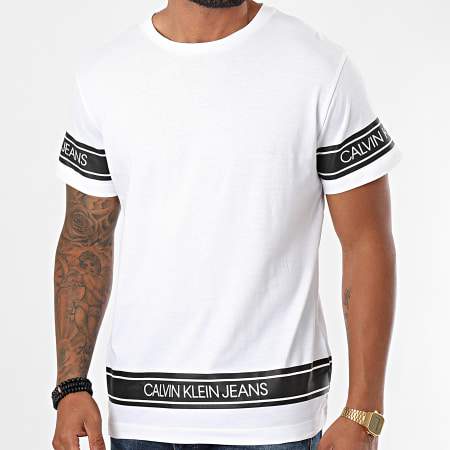 Calvin Klein - Tee Shirt Fashion Logo Tape 6048 Blanc