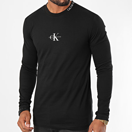 Calvin Klein - Tee Shirt Manches Longues Center Monogram 6812 Noir