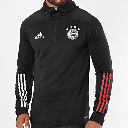 Adidas Performance - Sweat Col Zippé Capuche A Bandes FC Bayern GD9686 Noir