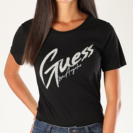 Guess - Tee Shirt Femme Strass W0YI0H-K46D1 Noir