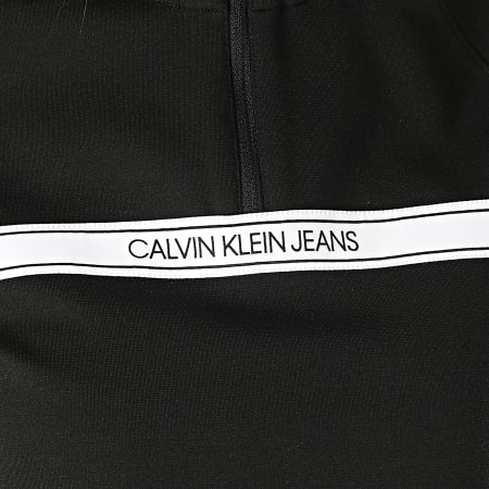 Calvin Klein - Sweat Col Zippé Femme Crop Logo Tape Milano 4207 Noir