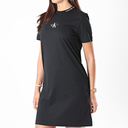 Calvin Klein - Robe Tee Shirt Femme Center Monogram 5122 Noir