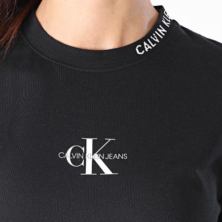 Calvin Klein - Robe Tee Shirt Femme Center Monogram 5122 Noir