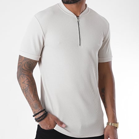 Uniplay - Tee Shirt Oversize Col Zippé UY509 Beige