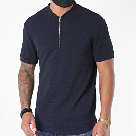 Uniplay - Tee Shirt Oversize Col Zippé UY509 Bleu Marine