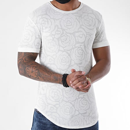 Uniplay - Tee Shirt Oversize Floral UY499 Blanc Cassé