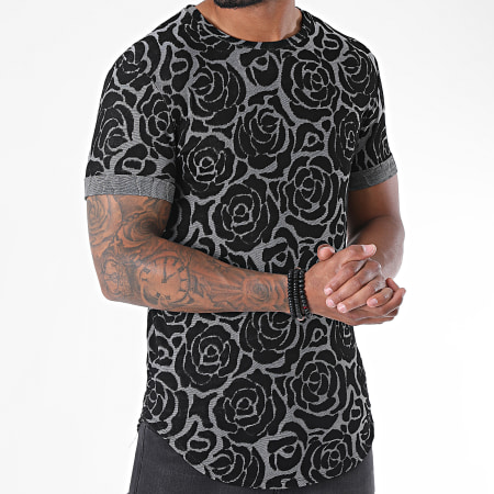 Uniplay - Tee Shirt Oversize Floral UY499 Gris Noir