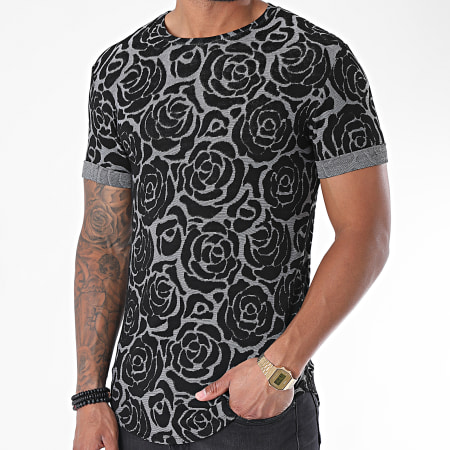 Uniplay - Tee Shirt Oversize Floral UY499 Gris Noir