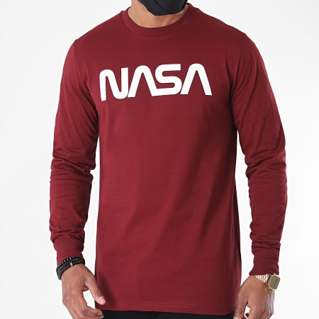 NASA - Tee Shirt Manches Longues Worm Logo 2 Bordeaux