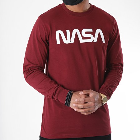 NASA - Tee Shirt Manches Longues Worm Logo 2 Bordeaux
