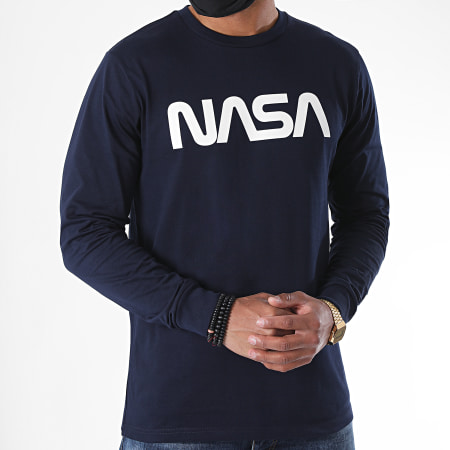 NASA - Tee Shirt Manches Longues Worm Logo 2 Navy