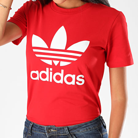 Adidas Originals - Tee Shirt Femme Trefoil GI7061 Rouge