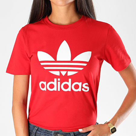 Adidas Originals - Tee Shirt Femme Trefoil GI7061 Rouge