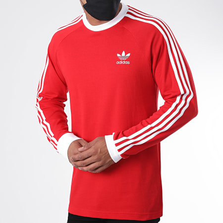 Adidas Originals - Tee Shirt Manches Longues A Bandes ED5962 Rouge