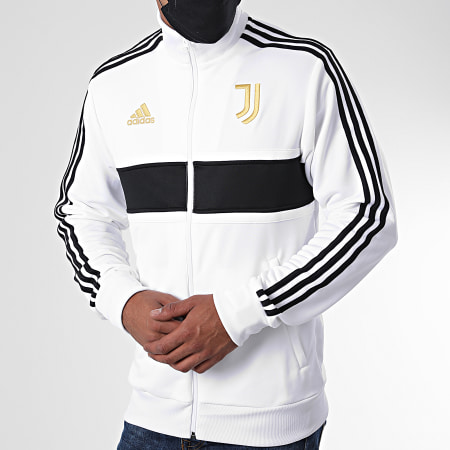 adidas - Veste Zippée A Bandes Juventus FR4221 Blanc Noir Doré