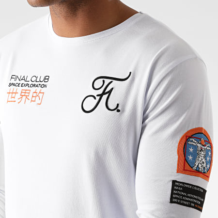 Final Club - Tee Shirt Manches Longues Space Exploration Avec Patch Et Broderie 462 Blanc