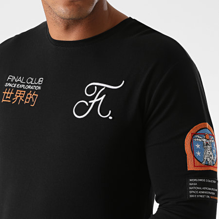 Final Club - Tee Shirt Manches Longues Space Exploration Avec Patch Et Broderie 463 Noir